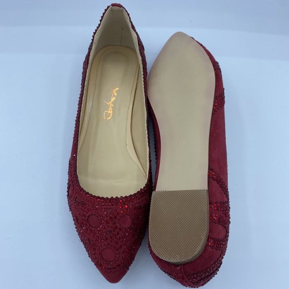 XYD Women Elegant Pointed Toe Rhinestone Flats Mes - Picture 7 of 13